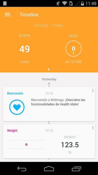 Withings Health Mate ဖန်သားပြင်ဓာတ်ပုံ 1