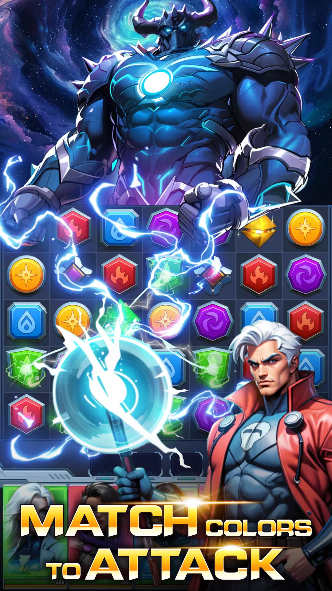 Superhero & Puzzles Match3 RPG 스크린샷 0