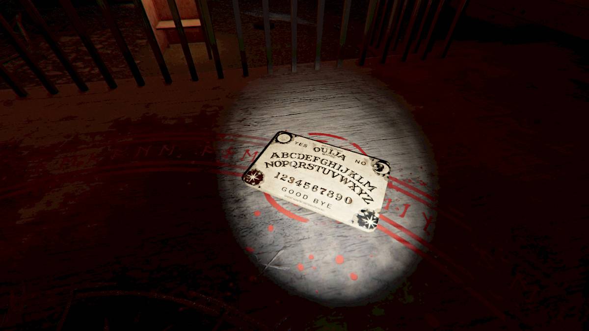 Ouija board in Phasmophobia als onderdeel van een artikel over vervloekte objecten.