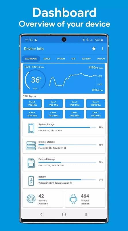 Device Info: System & CPU Info Tangkapan skrin 2