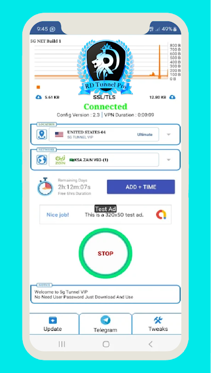 RD Tunnel PRO - Unlimited VPN 螢幕截圖 1