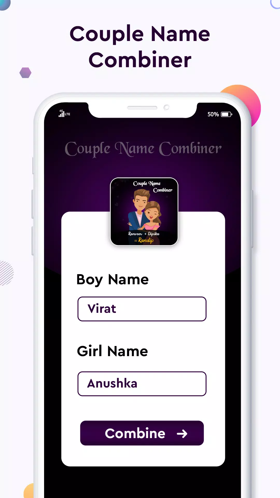 Baby name Couple Name Combiner 螢幕截圖 0