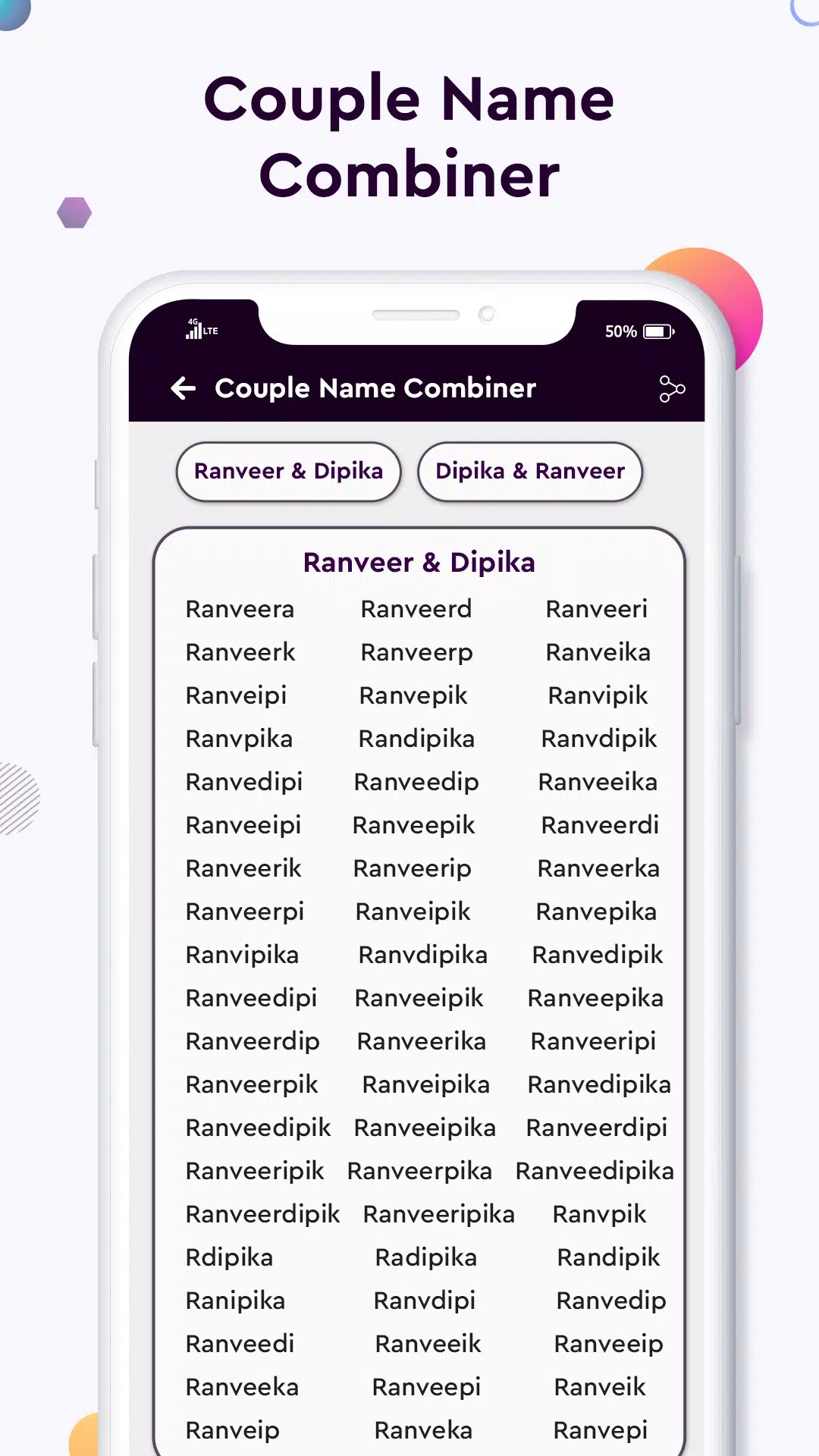 Baby name Couple Name Combiner 螢幕截圖 3