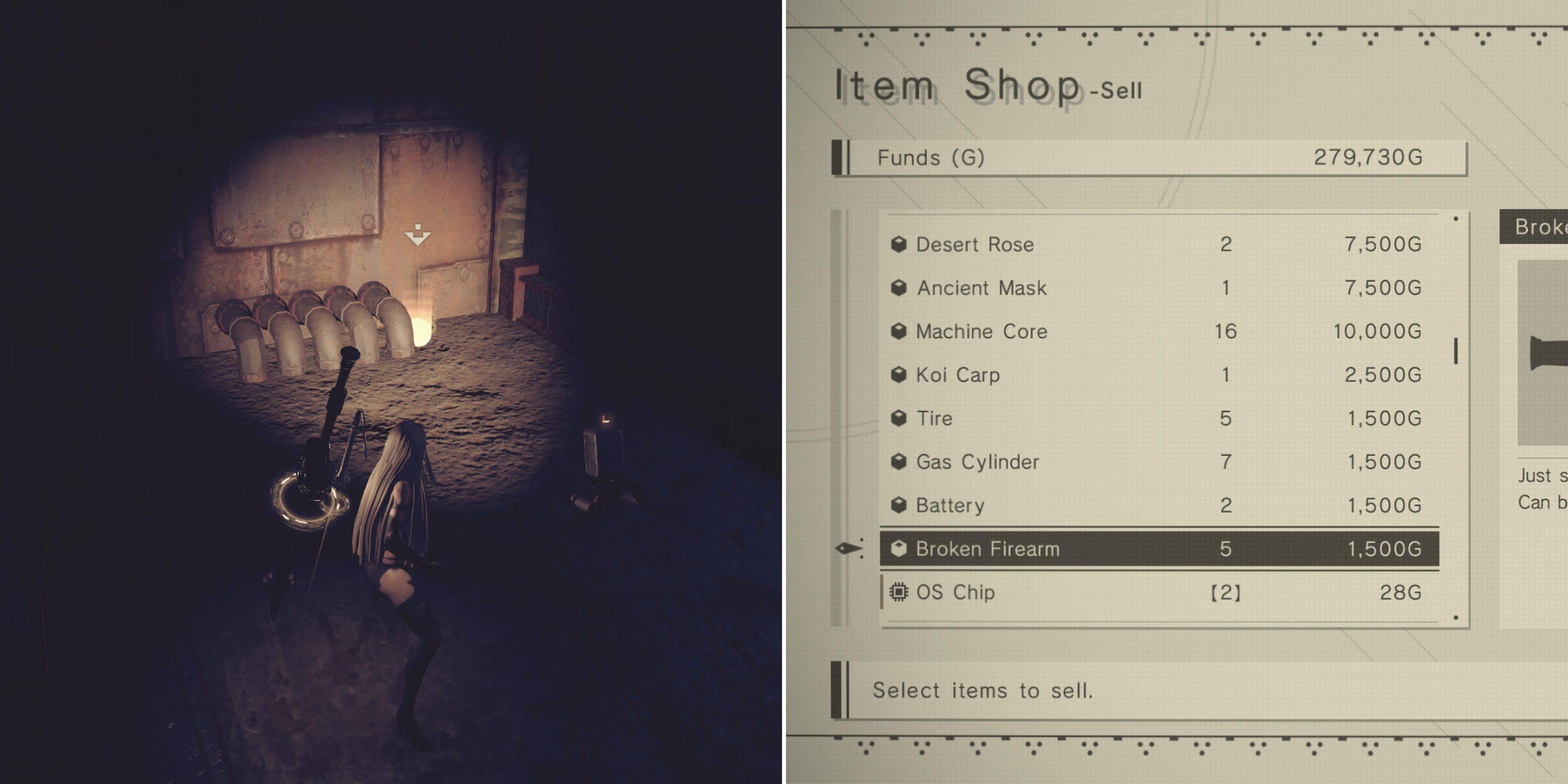 Nier: Automata - Welke items moet u verkopen