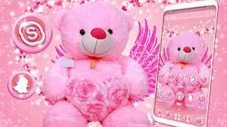 Pink Teddy Bear Theme 스크린샷 1