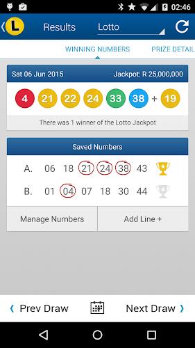 Schermata SA Lotto & Powerball Results 1