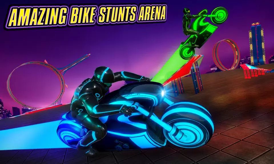 Light Bike Stunt Racing Game Ekran Görüntüsü 2