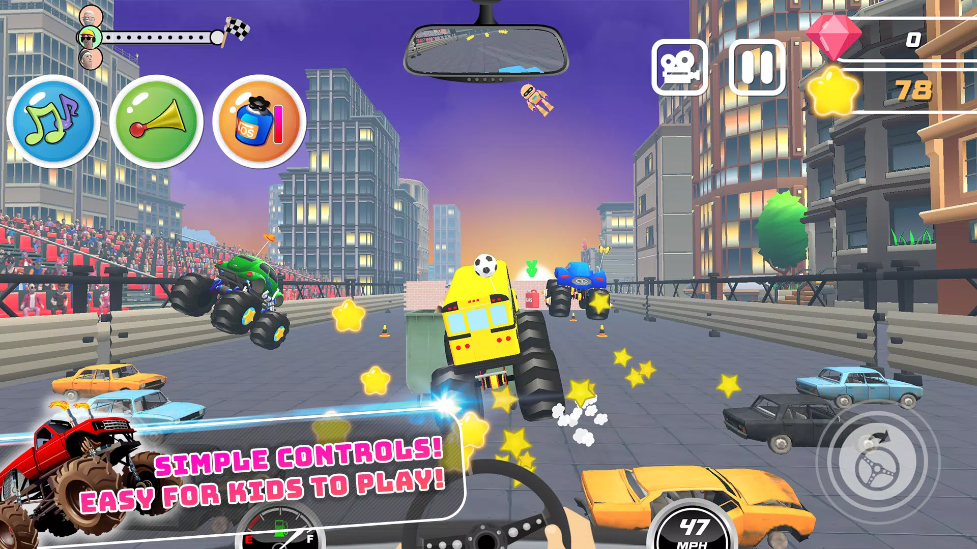 Monster Trucks Kids Race Game Schermafbeelding 2