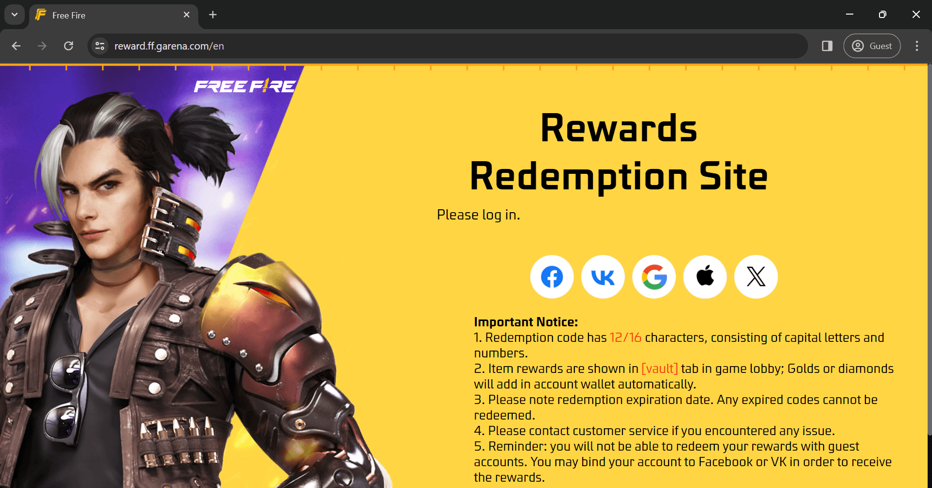 Free Fire – All Working Redeem Codes December 2025