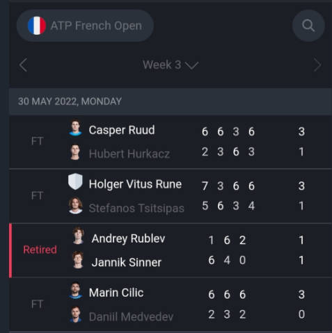 ATP live scores : Tennis live ภาพหน้าจอ 2