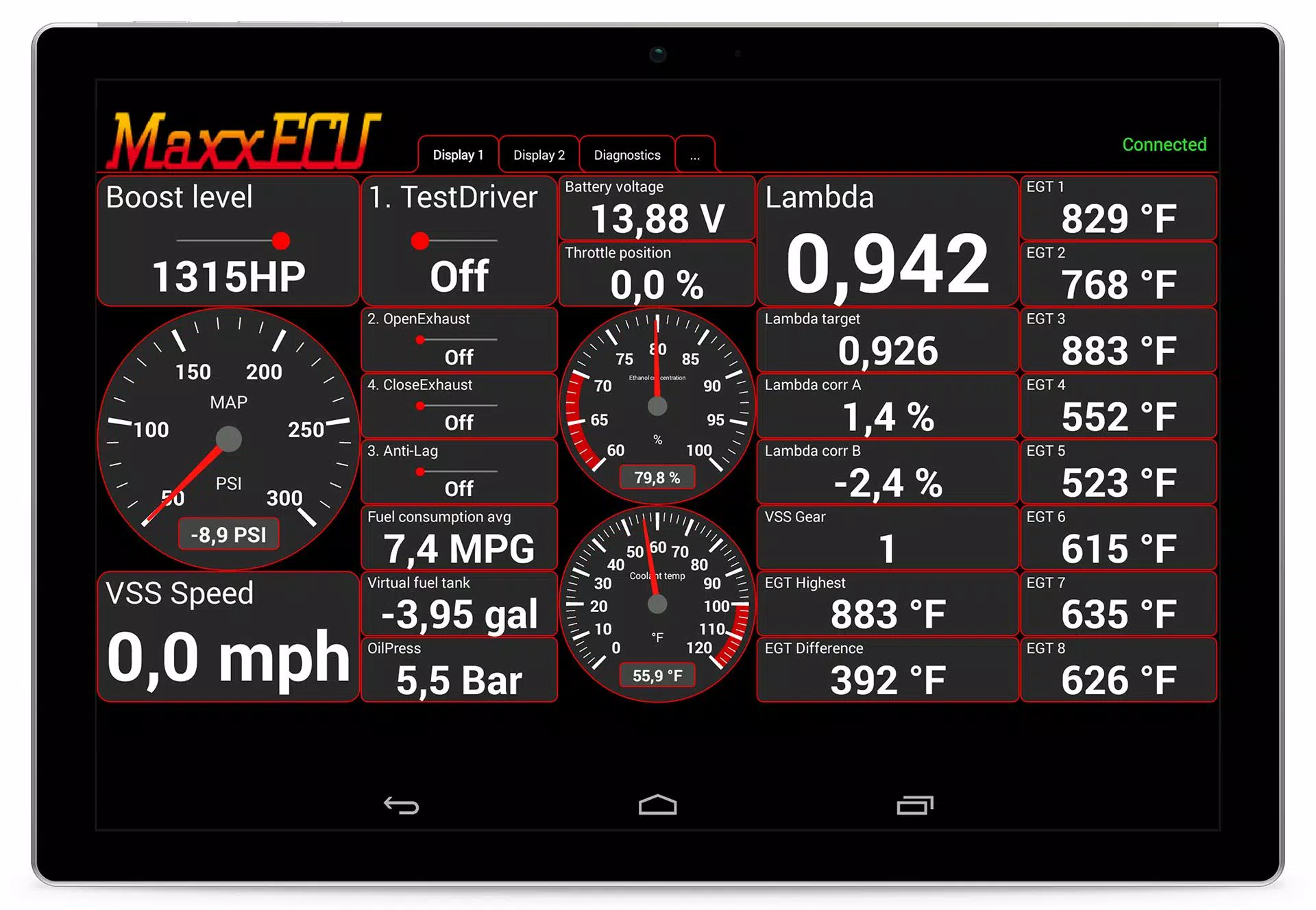 Schermata MaxxECU MDash 2