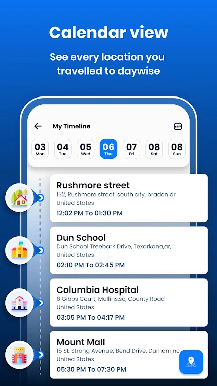 My Location Timeline on Map Screenshot 3