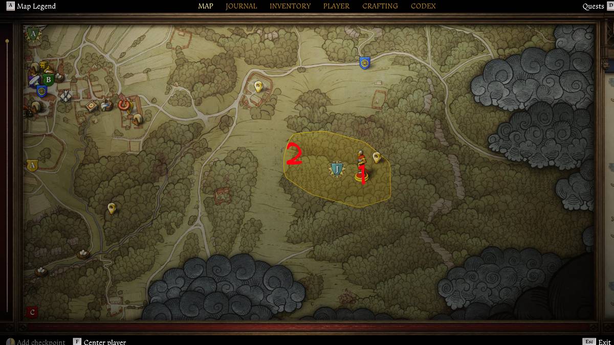 Localização do acampamento 3 no reino venha Deliverance 2 Bird of Prey Quest