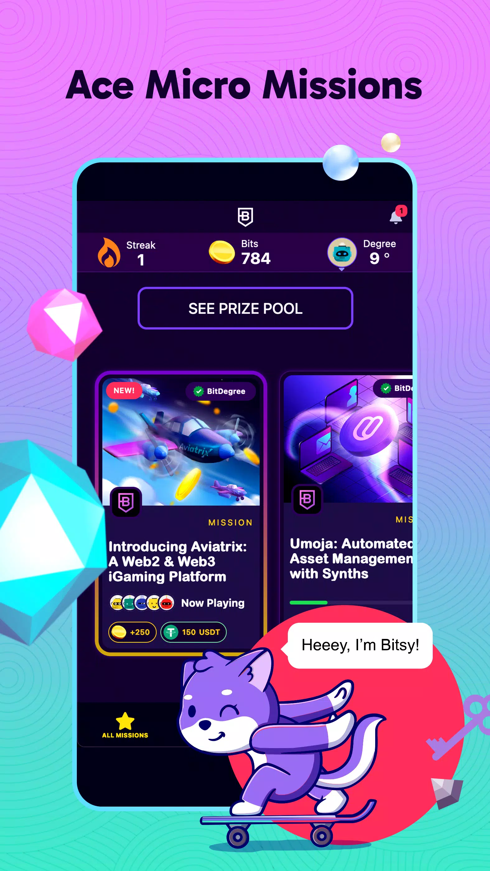 Schermata BitDegree: Play & Earn Crypto 1