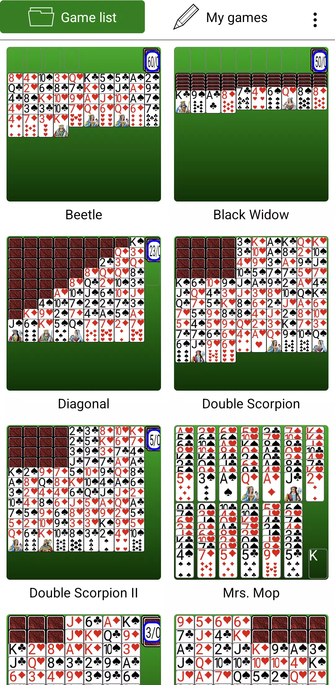 Spider Solitaires 螢幕截圖 0