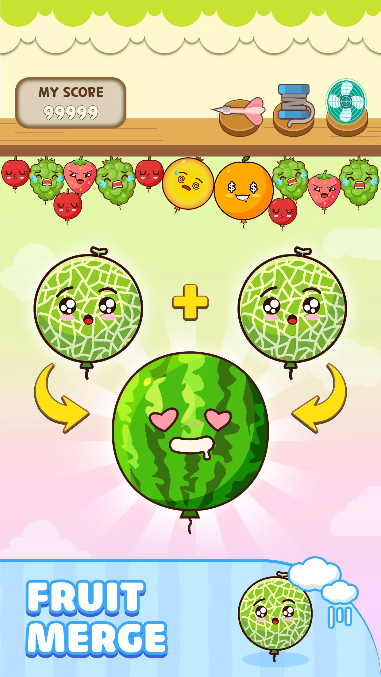 Melon Balloon: Fruit Merge Скриншот 0