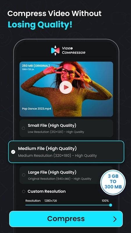 Video Compressor – Reduce Size ဖန်သားပြင်ဓာတ်ပုံ 0