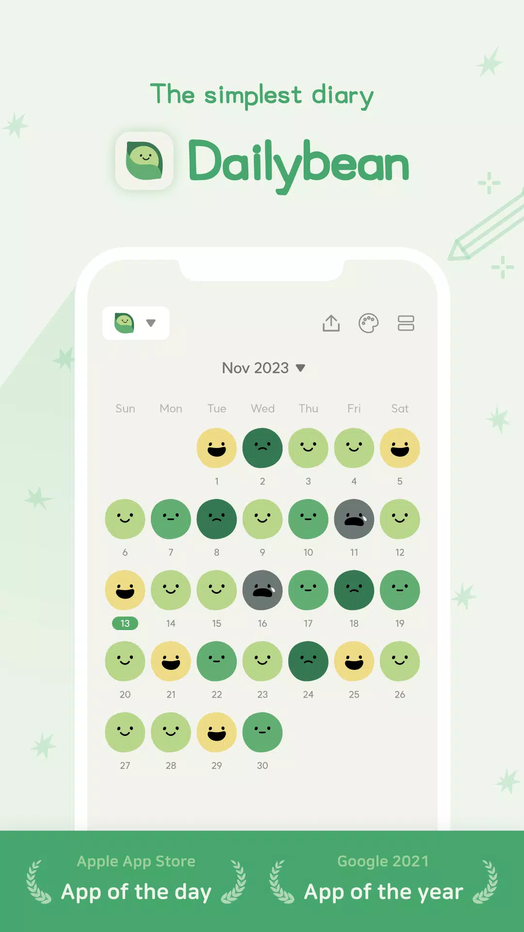 DailyBean: Journal plus simple Capture d'écran 0