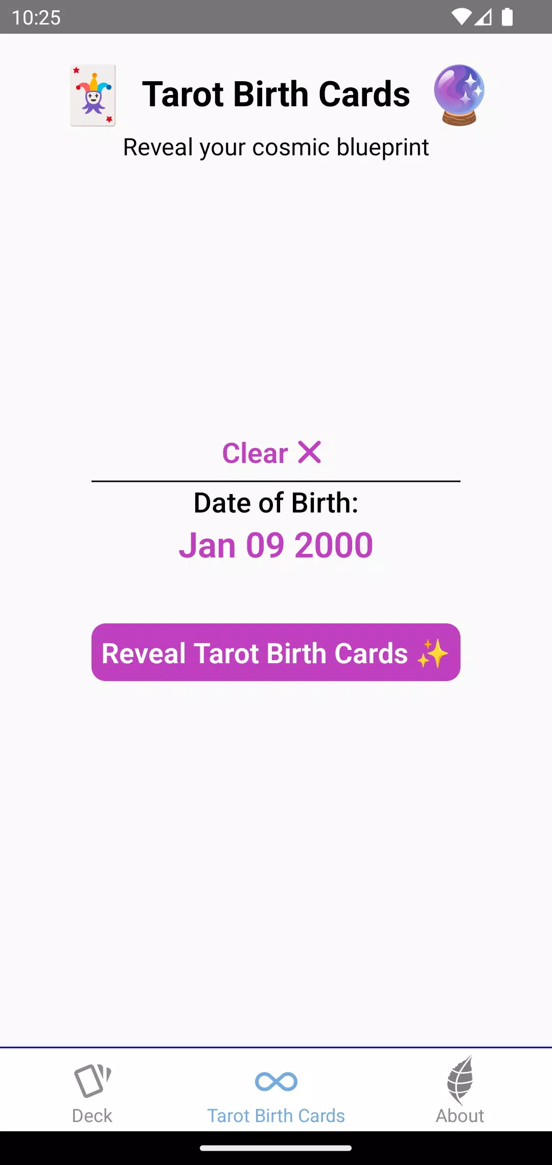 Tarot Birth Cards Schermafbeelding 1