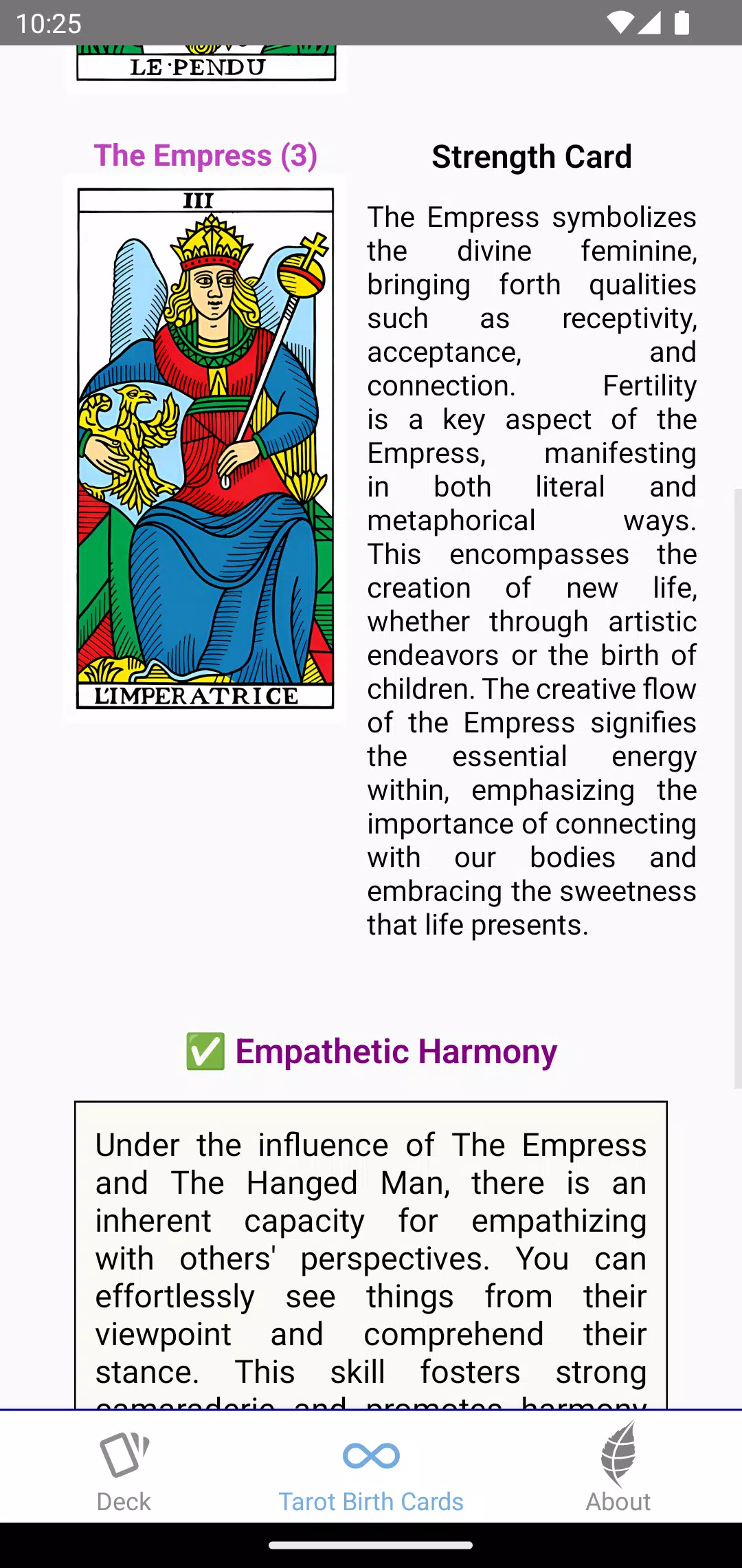 Tarot Birth Cards Screenshot 3