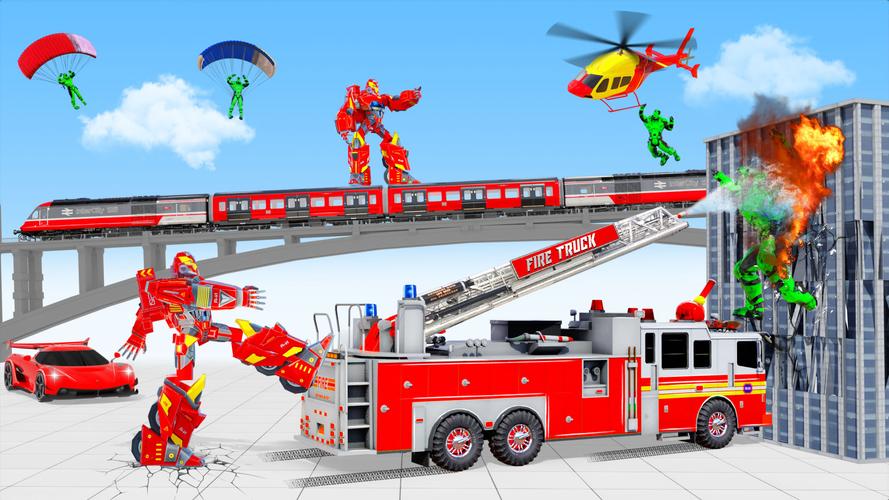 Fire Truck Robot Car Game Captura de tela 2