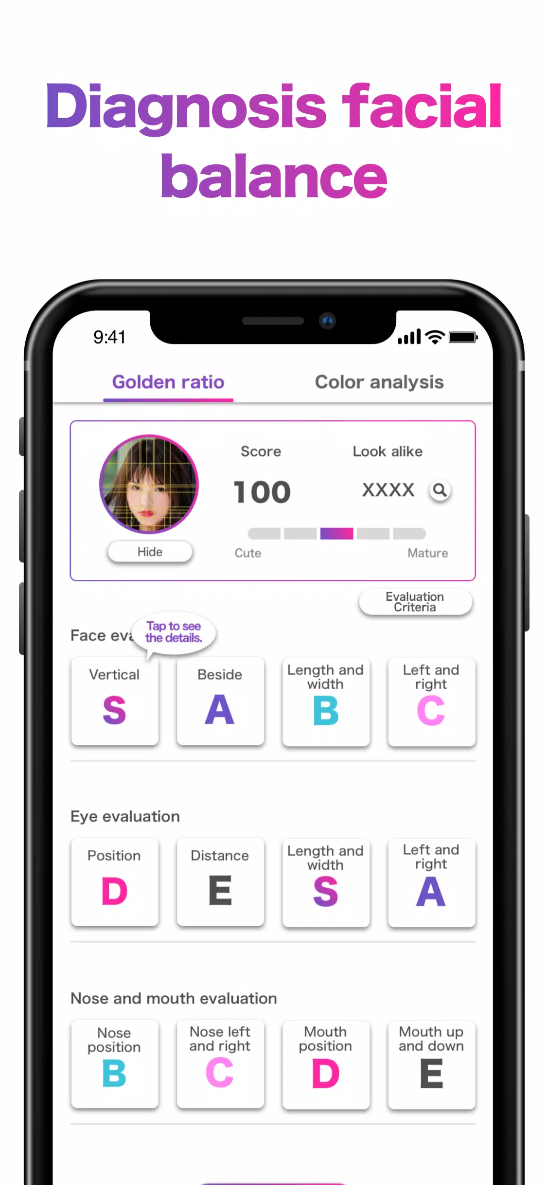 Face Shape & Color Analysis Schermafbeelding 0