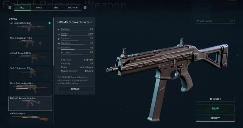 SMG .45 Loadout Configuration Guide
