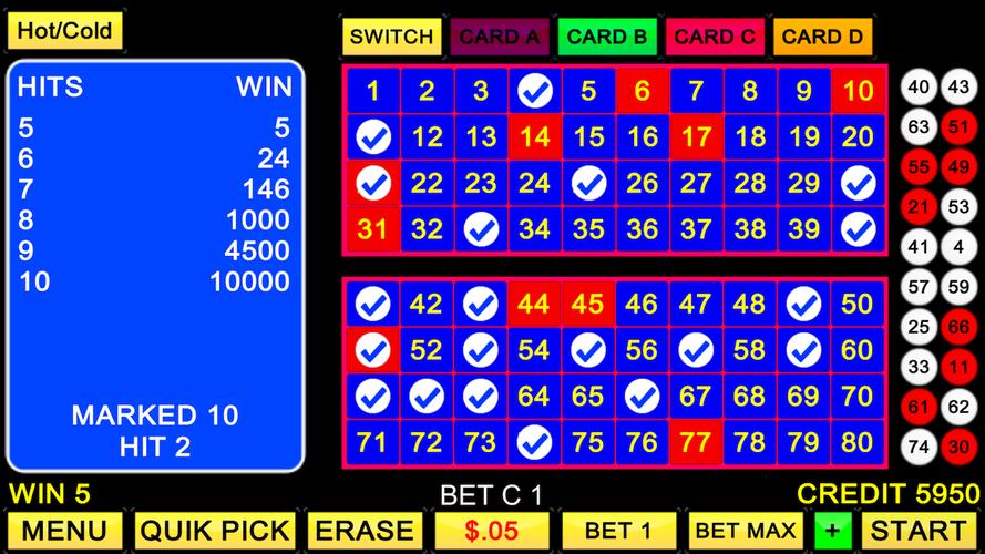 Keno 4 Card 螢幕截圖 3