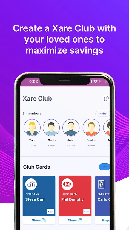 Xare - Share Debit,Credit card Tangkapan skrin 1