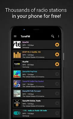 TuneFM - Internet Radio Player Capture d'écran 0