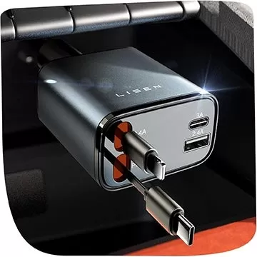 Lisen Car Charger con USB-C retráctil, cables de rayos por debajo de $ 15