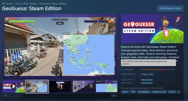 Geoguessr在蒸汽等級下降時會回應反饋