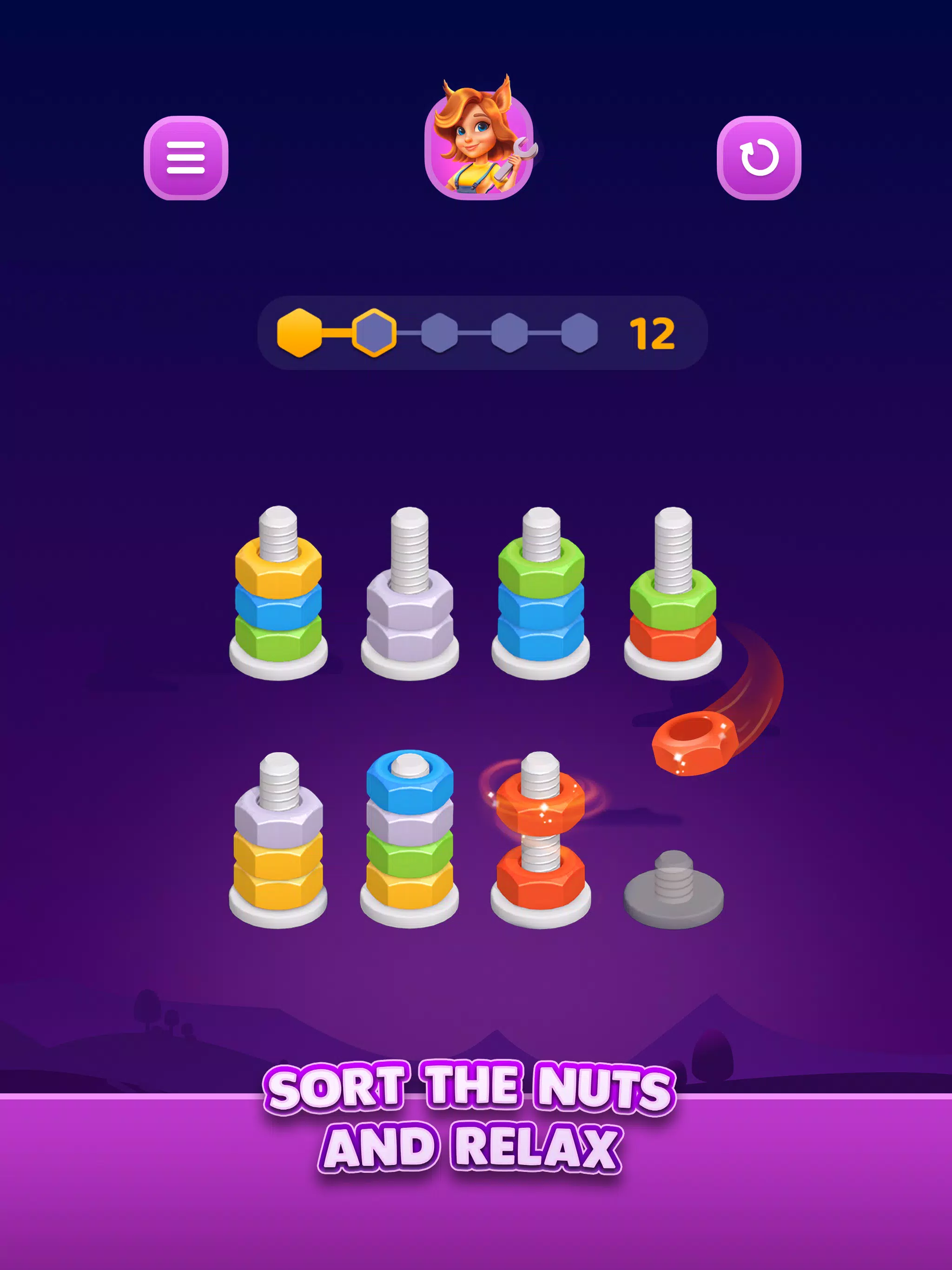 Nut Sort: Color Sorting Game 스크린샷 1