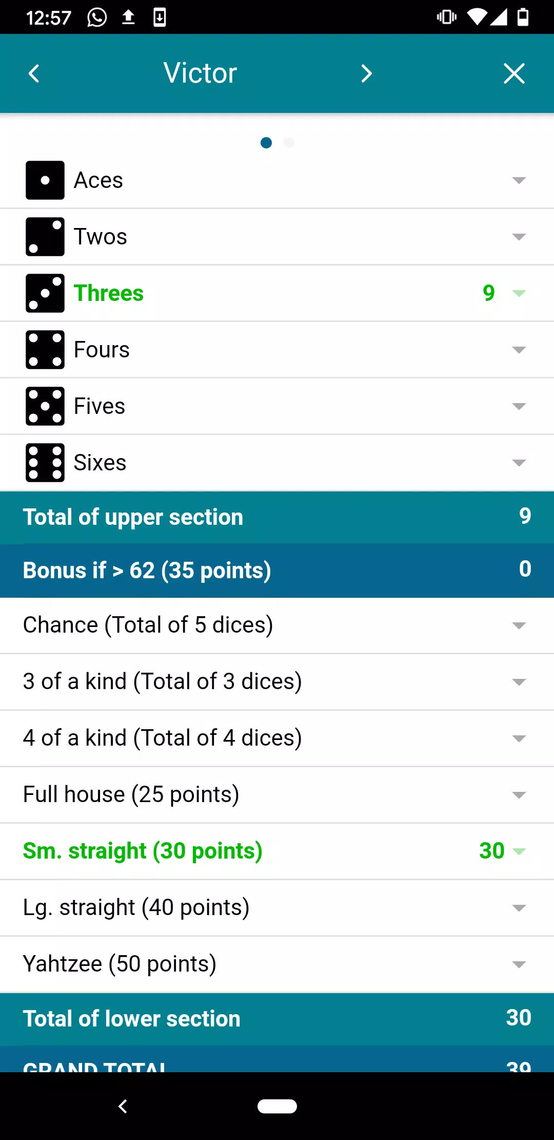 Yam's ScoreSheet (no advertisi Capture d'écran 1