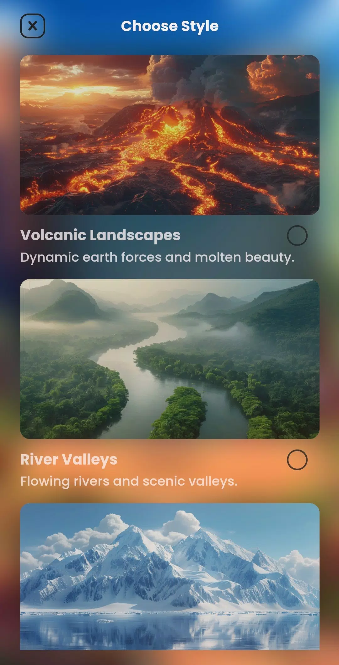 AI Landscape Generator App Captura de pantalla 0