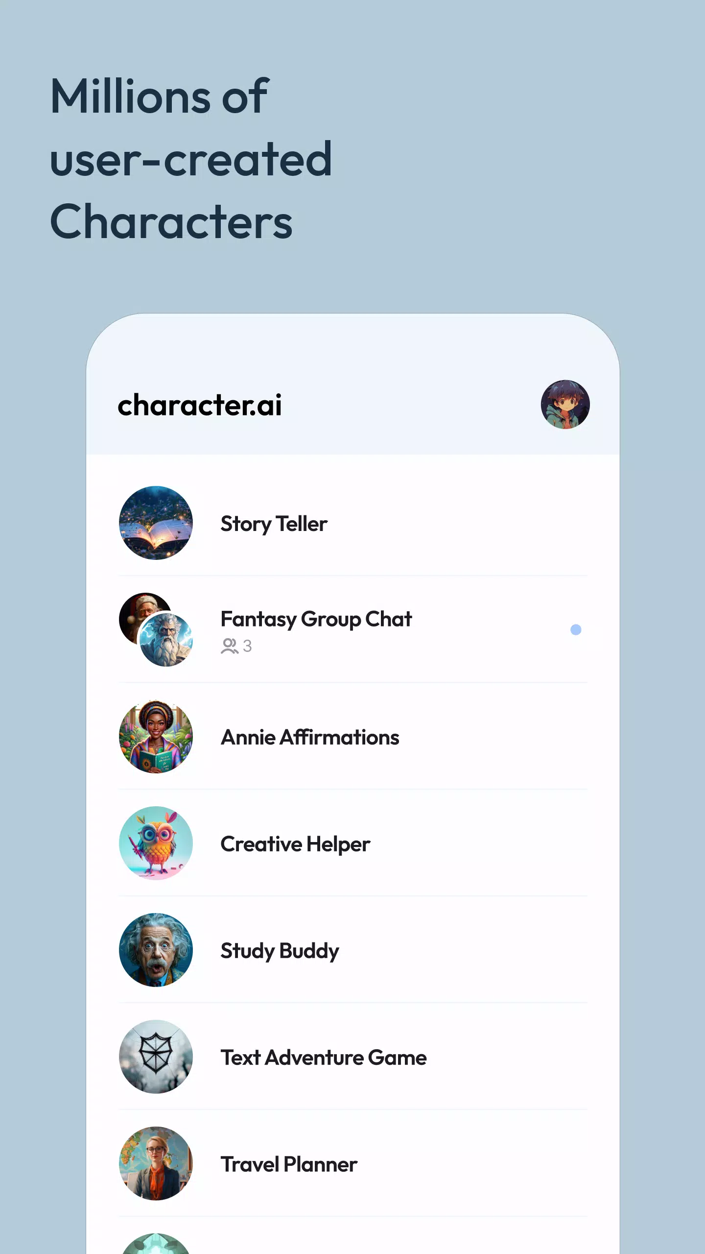 Character AI: Chat, Talk, Text ဖန်သားပြင်ဓာတ်ပုံ 1