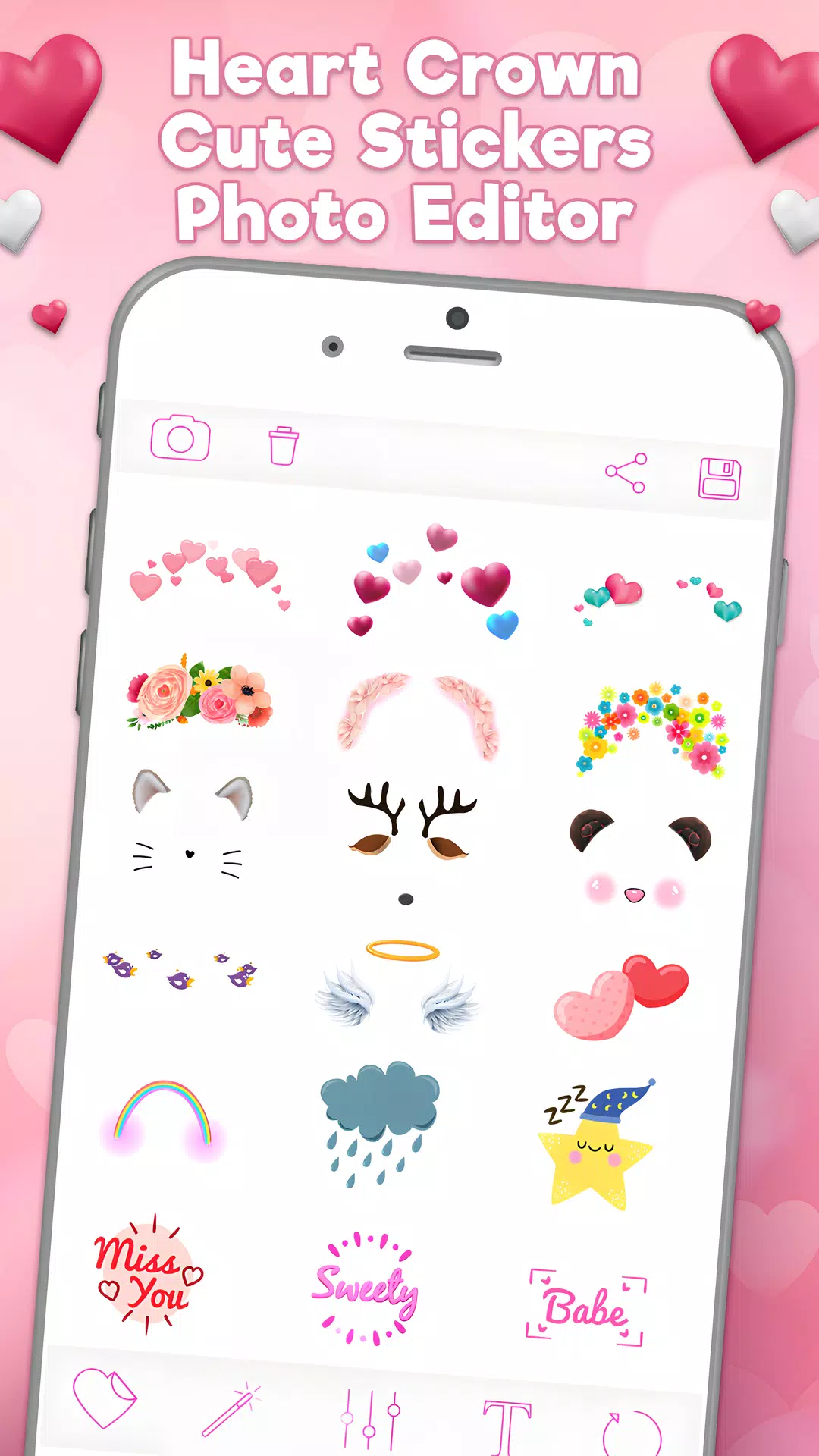 Schermata Heart Emoji & Photo Stickers 0