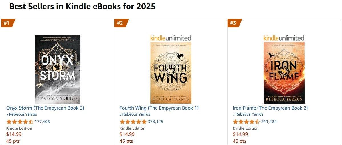 Vierte Flügelbücher Top Amazon Kindle Bestseller im Jahr 2025