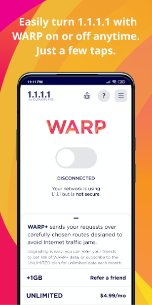 1.1.1.1 WARP: Safer Internet Schermafbeelding 0