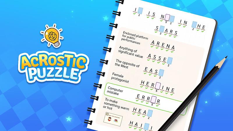 Acrostic Puzzle: Logic Fill in ภาพหน้าจอ 0