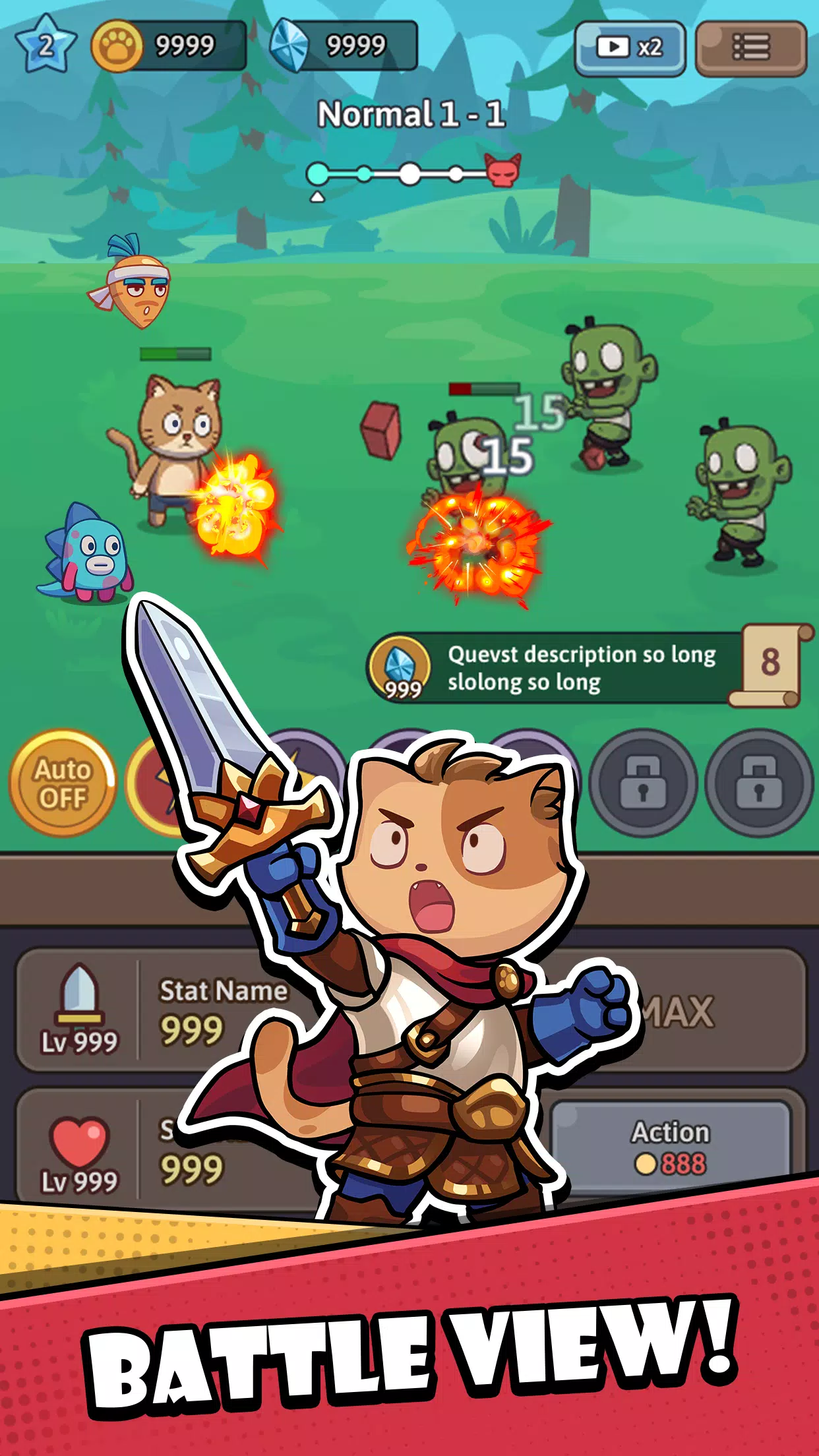 Cat Hero: Idle RPG War Tangkapan skrin 0