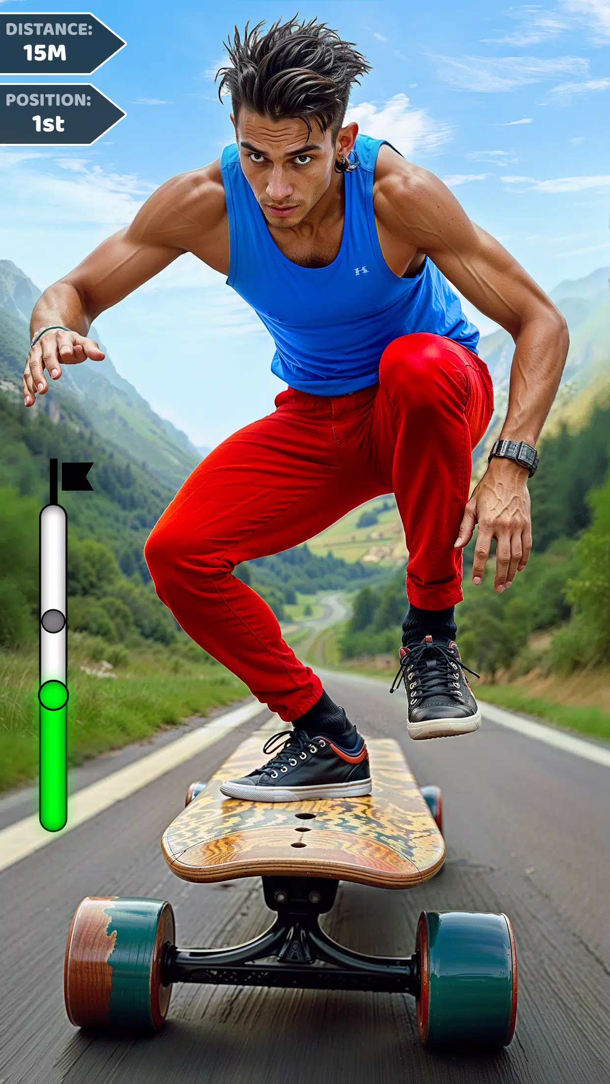 Downhill Skateboarding Game Скриншот 1